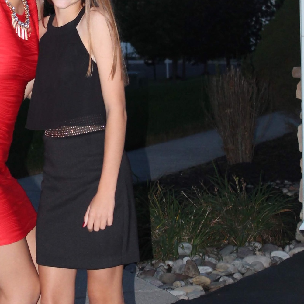 Black Dress with Gold Stud Detailing from Guess